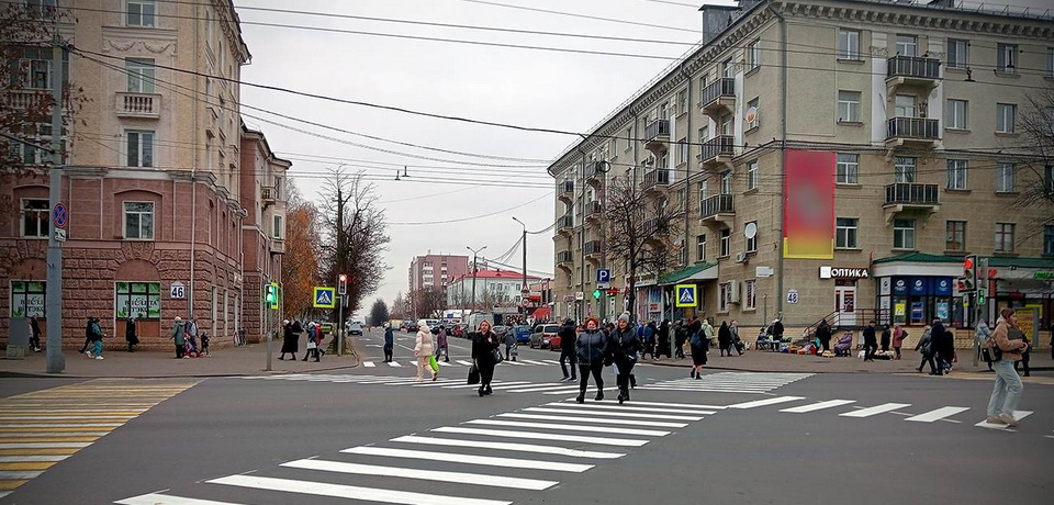 Диагональный пешеходный переход появился в Могилеве